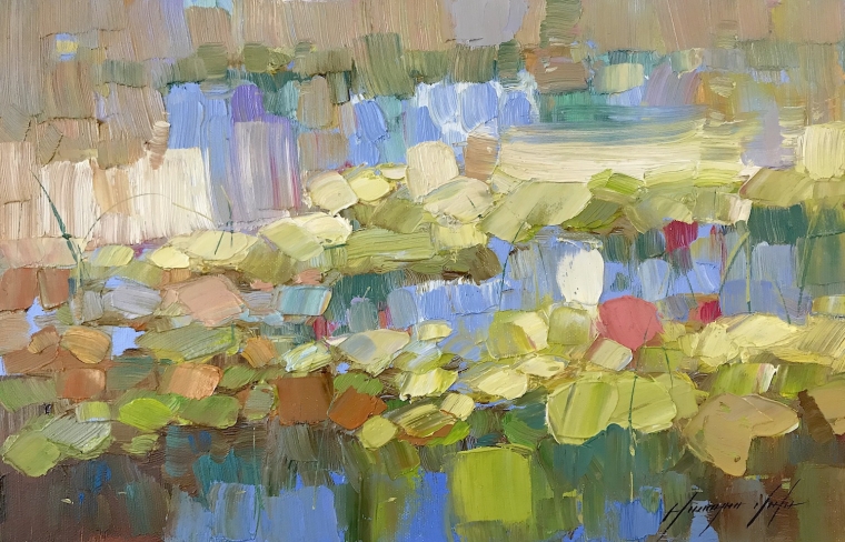 Waterlilies, Original oil Painting, Handmade artwork, One of a Kind                     